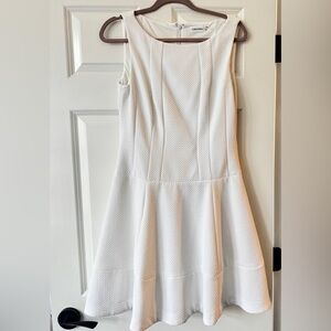 Calvin Klein White Textured Sleeveless Fit-and-Flare Dress